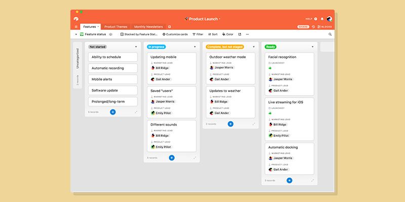 A screenshot of Airtable's low code platform.